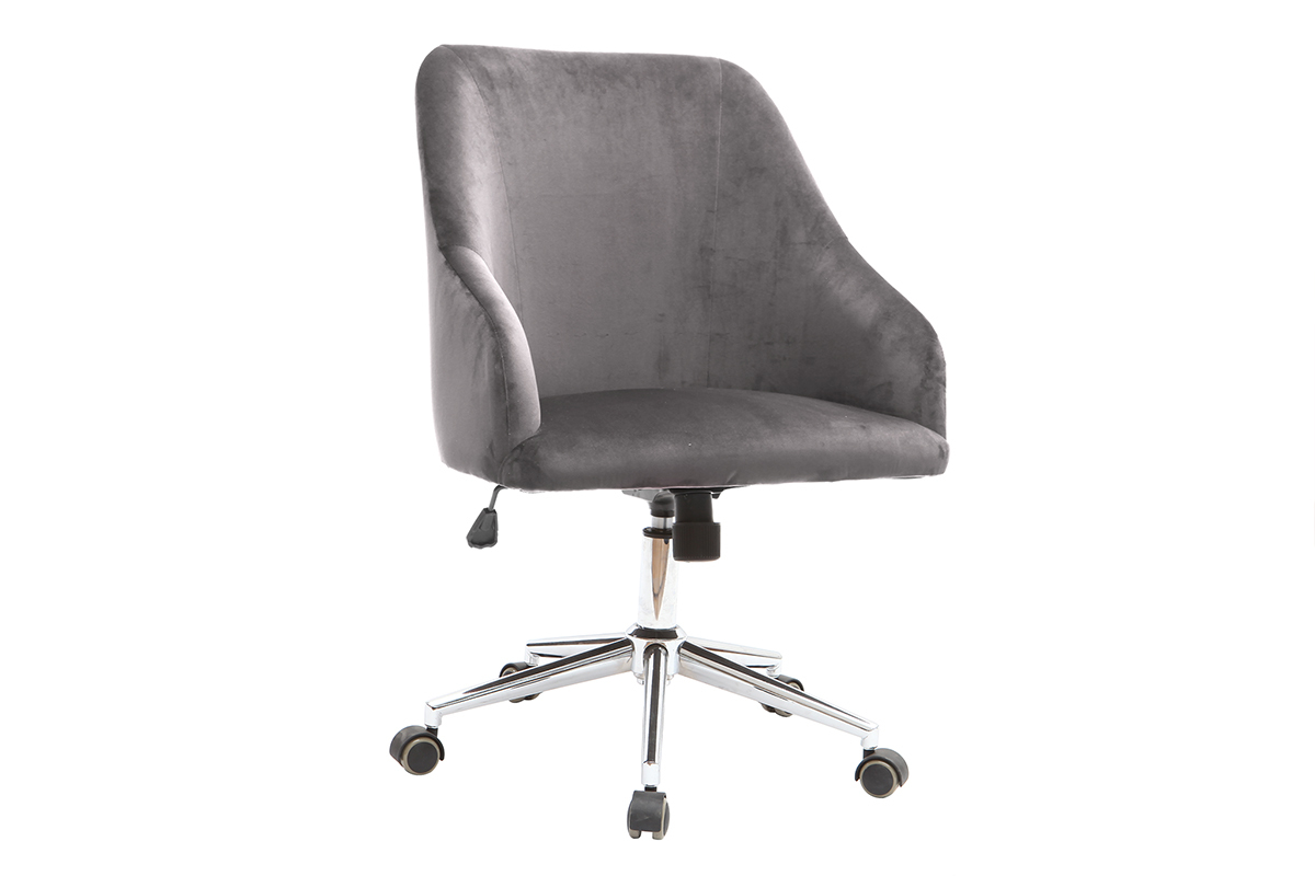 Fauteuil de bureau velours gris fonc SCARLETT