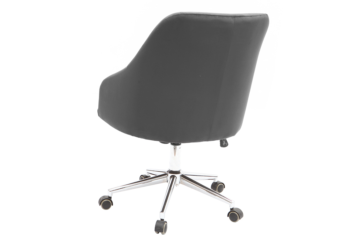 Fauteuil de bureau velours gris fonc SCARLETT