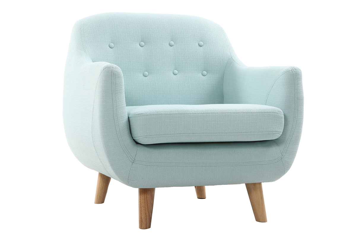 Fauteuil dhoussable scandinave en tissu menthe  l'eau et bois clair YNOK