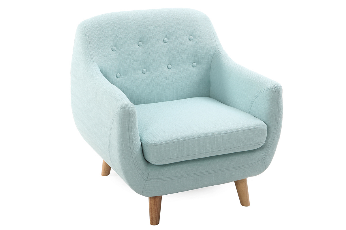 Fauteuil dhoussable scandinave en tissu menthe  l'eau et bois clair YNOK