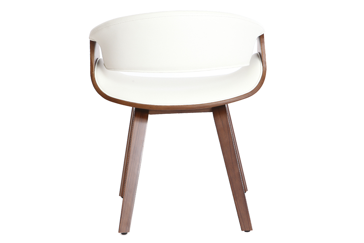 Fauteuil design blanc et bois fonc ARAMIS