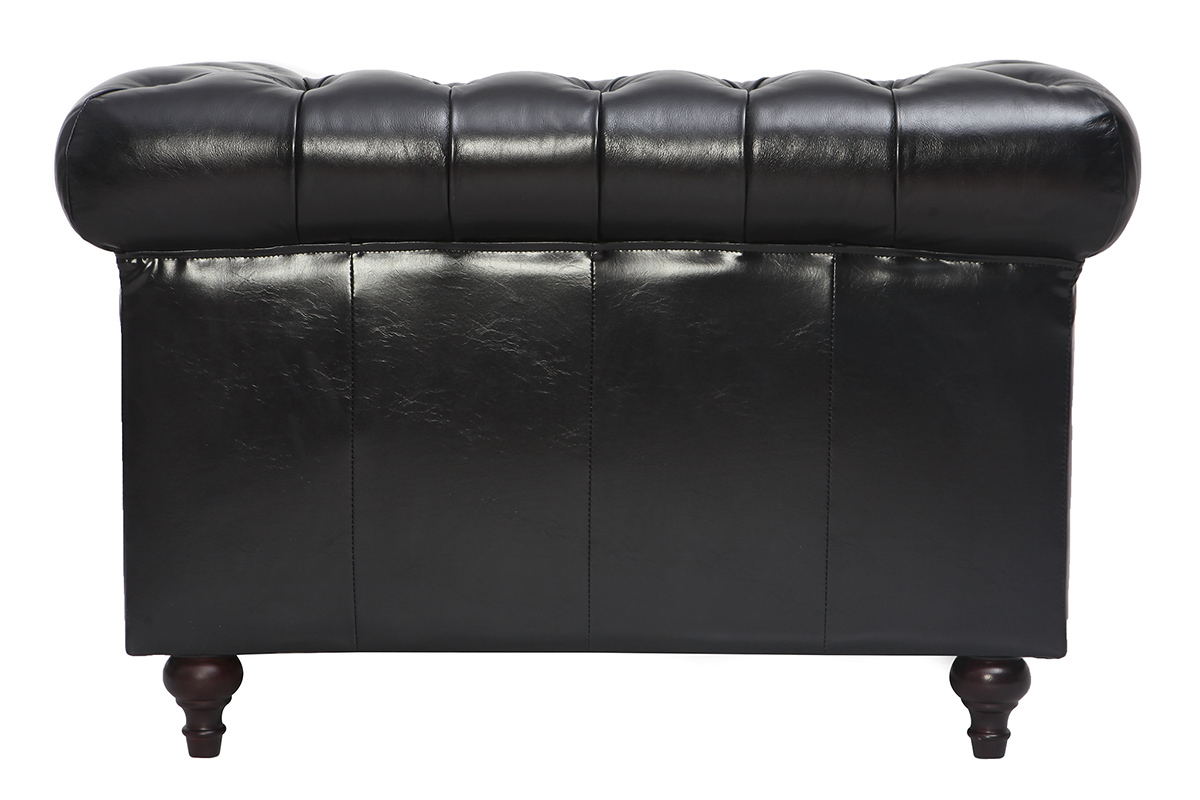 Fauteuil design cuir noir CHESTERFIELD - cuir de buffle