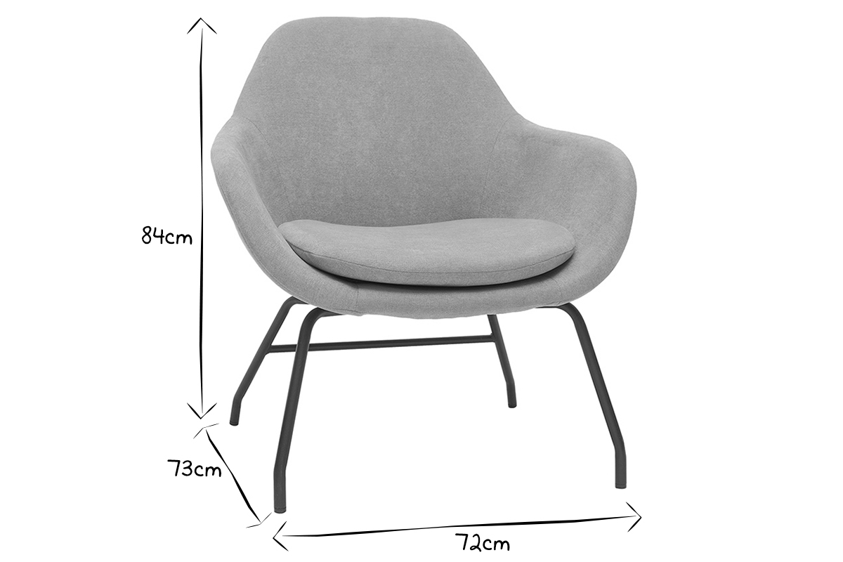 Fauteuil design en tissu effet laine boucle blanc cass et mtal noir MAYNE