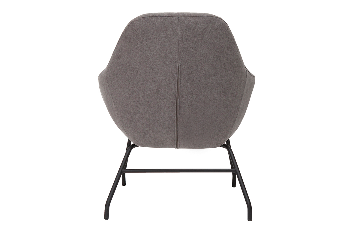 Fauteuil design en tissu effet velours gris et mtal noir MAYNE