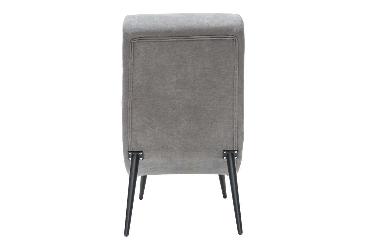 Fauteuil design en tissu effet velours gris et mtal noir TAYLOR