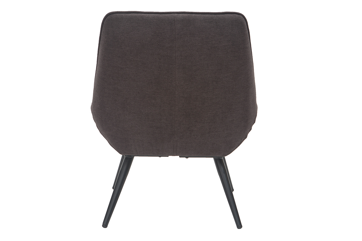 Fauteuil design en tissu effet velours gris fonc et mtal noir BILLIE