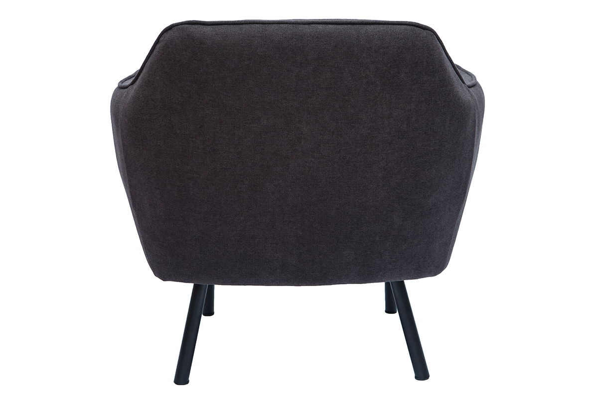 Fauteuil design en tissu effet velours gris fonc et mtal noir LAURENS