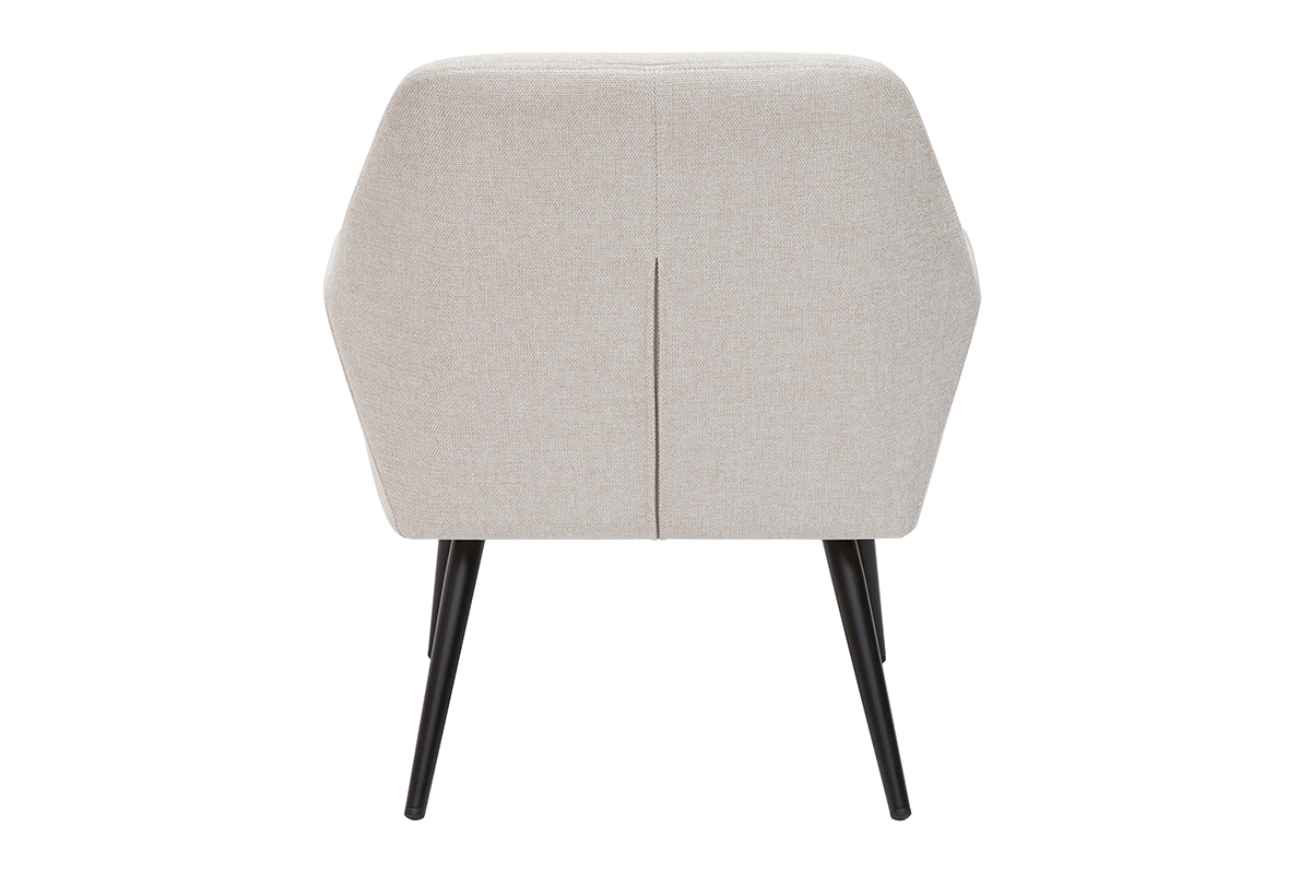 Fauteuil design en tissu effet velours textur beige et mtal noir GASTON