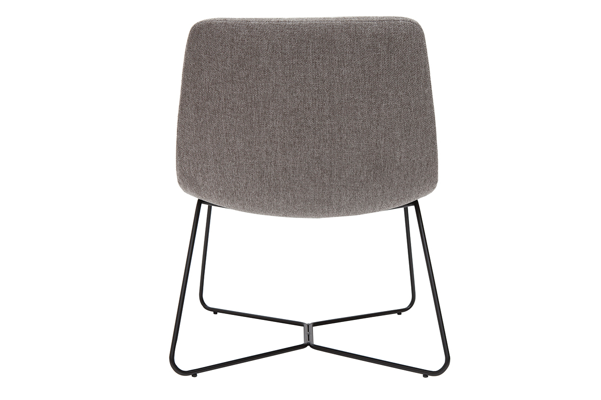 Fauteuil design en tissu effet velours textur gris et mtal noir FARROW