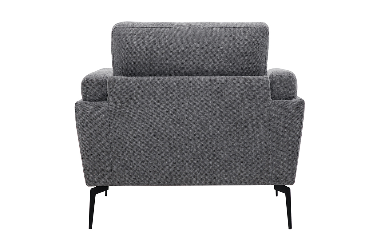 Fauteuil design en tissu effet velours textur gris et mtal noir MOSCO