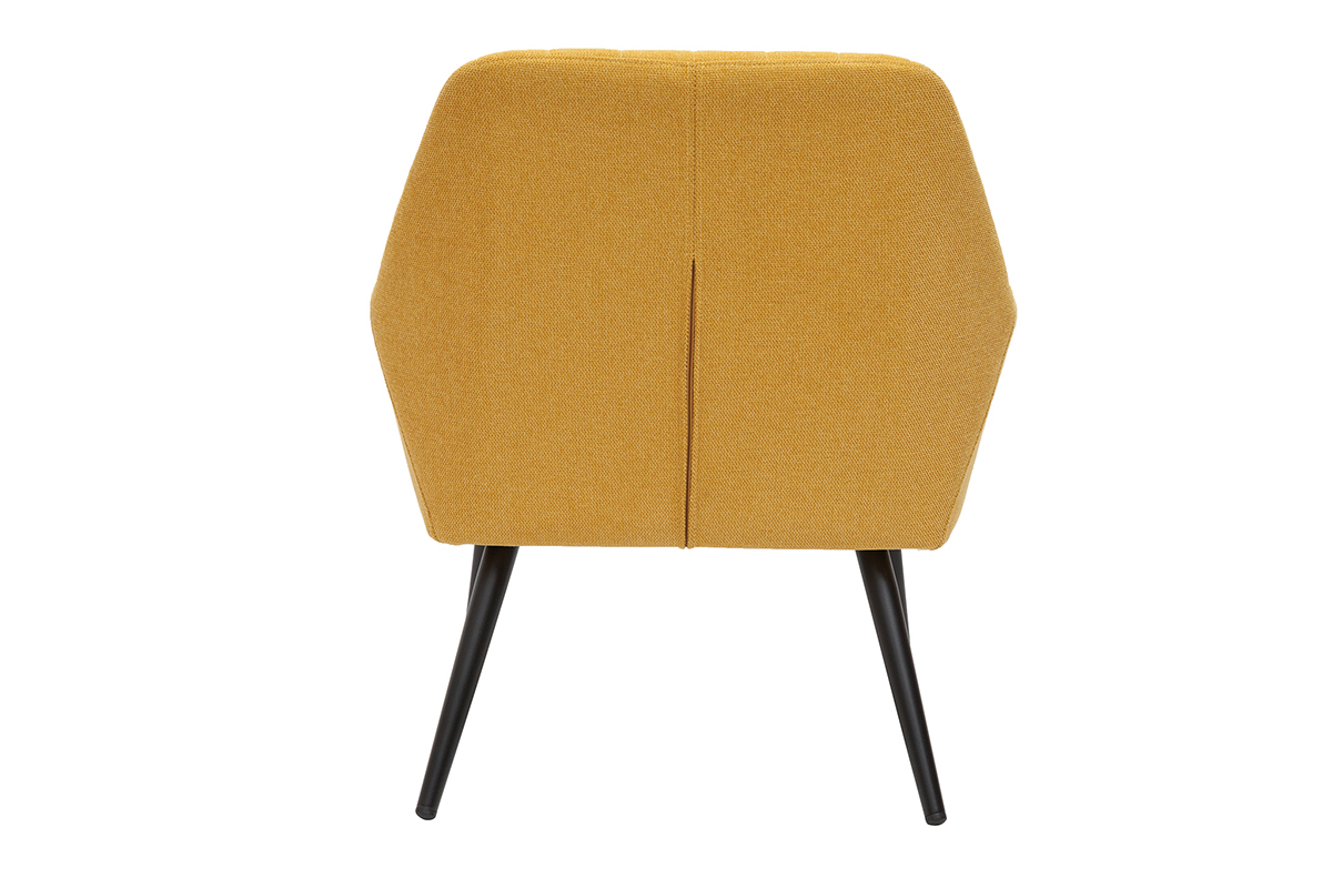 Fauteuil design en tissu effet velours textur jaune moutarde et mtal noir GASTON