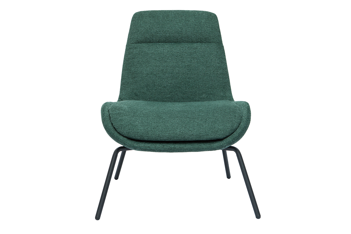 Fauteuil design en tissu effet velours textur vert et mtal noir GILLY