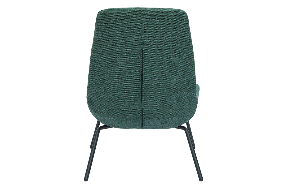 Fauteuil design en tissu effet velours textur vert et mtal noir GILLY