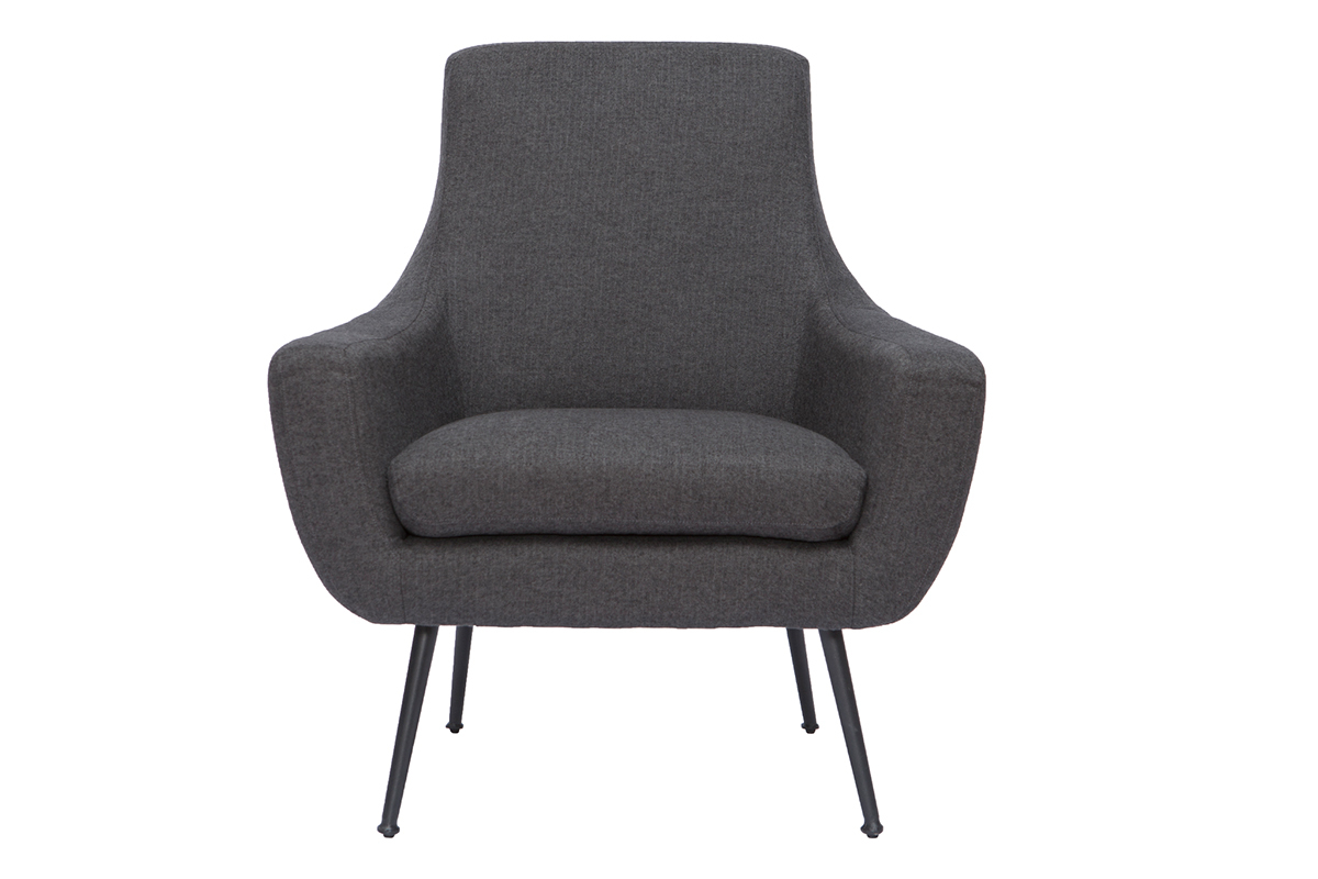 Fauteuil design en tissu gris fonc et mtal noir MONTANA