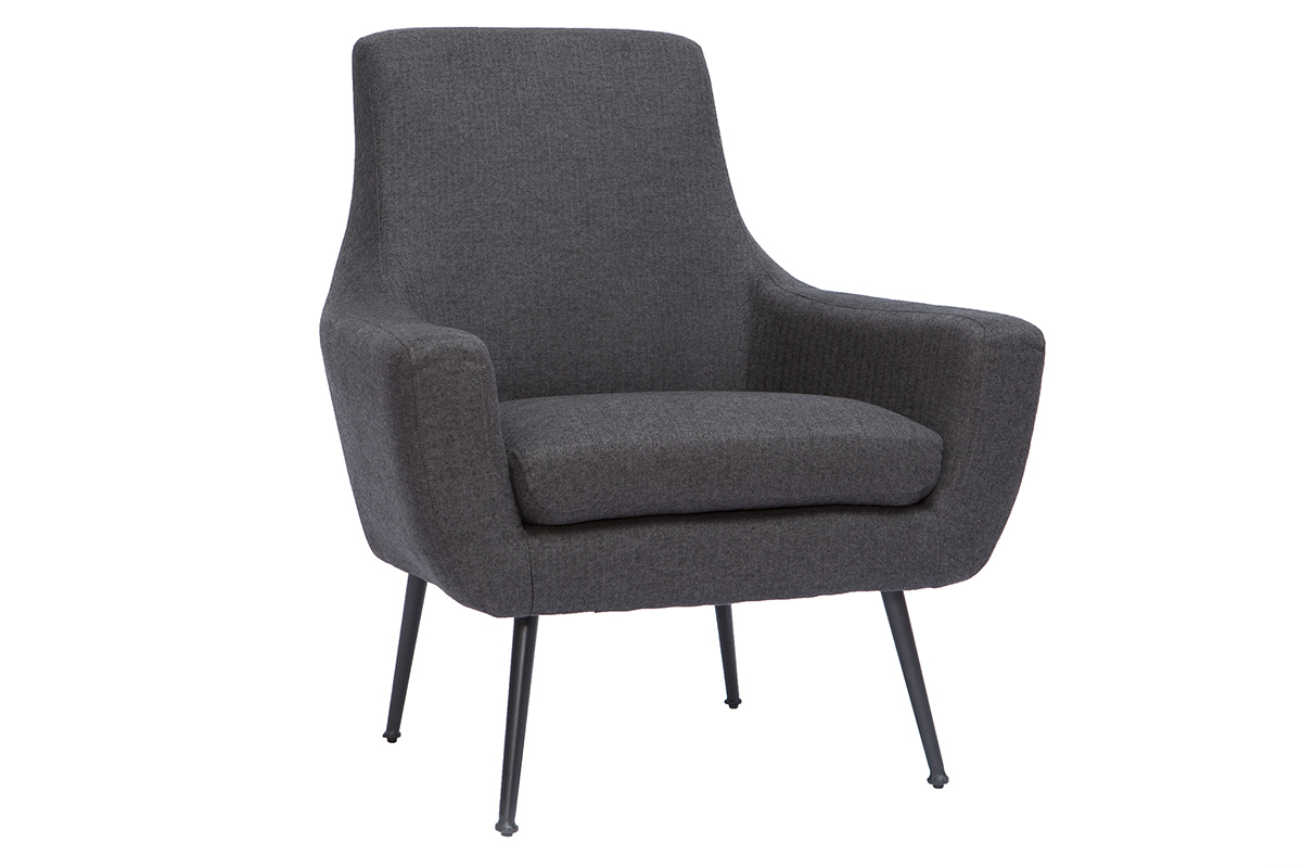 Fauteuil design en tissu gris fonc et mtal noir MONTANA