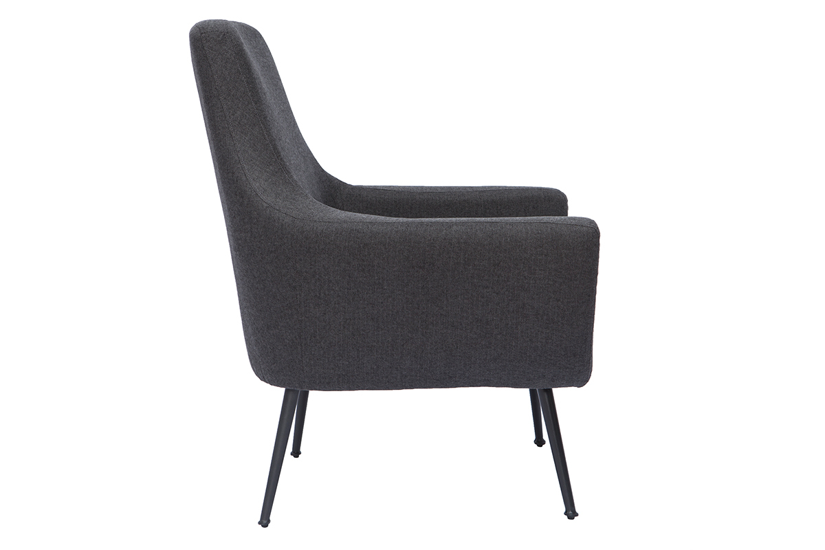 Fauteuil design en tissu gris fonc et mtal noir MONTANA