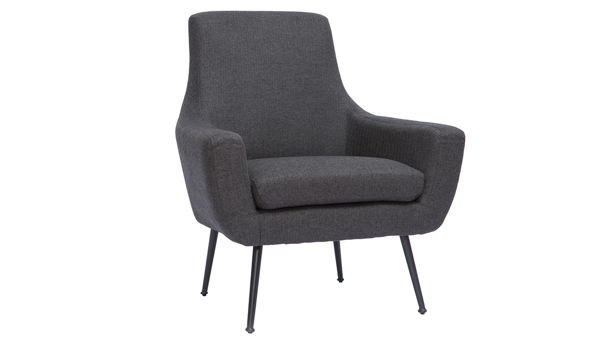 Fauteuil design en tissu gris fonc et mtal noir MONTANA