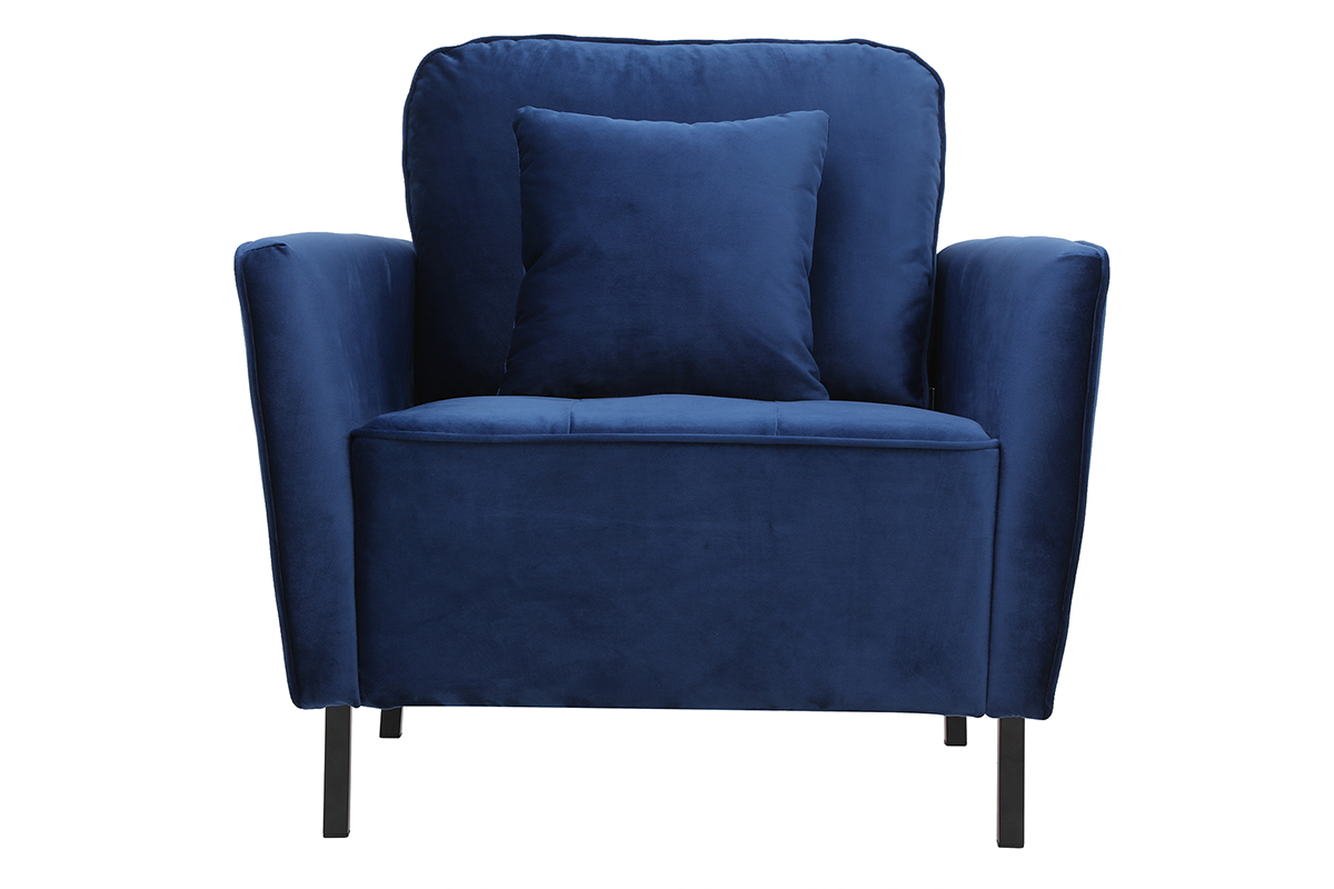 Fauteuil design en velours bleu BEKA