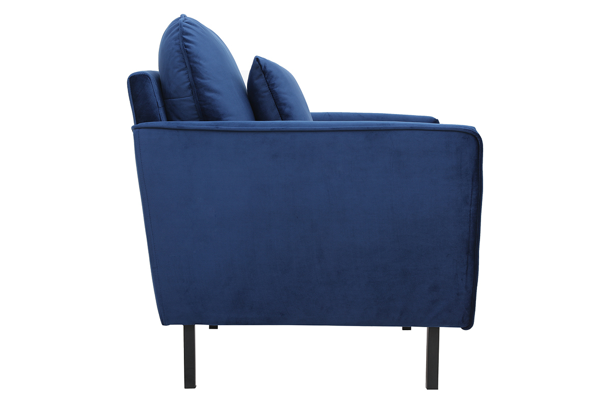 Fauteuil design en velours bleu BEKA