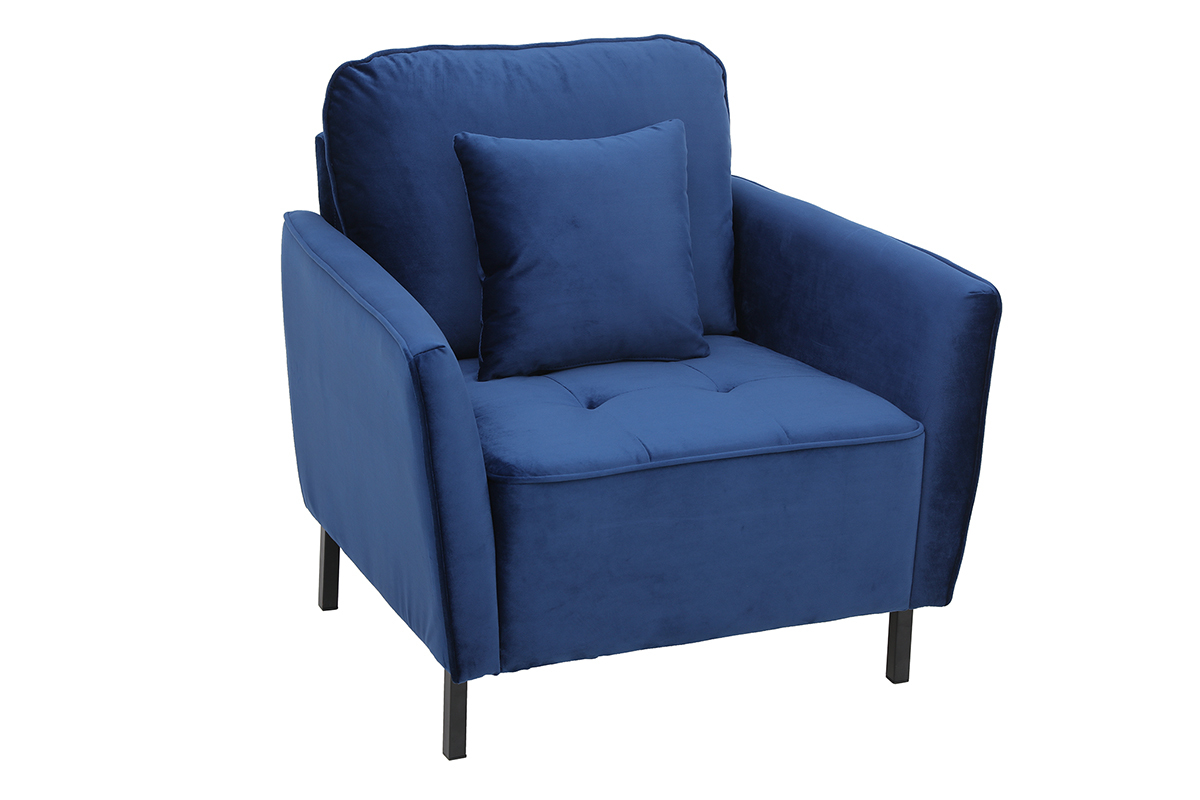 Fauteuil design en velours bleu BEKA