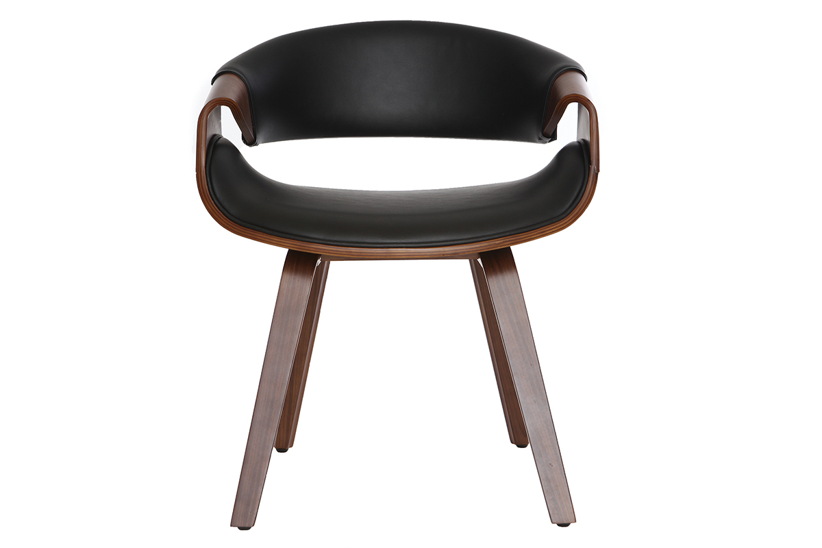 Fauteuil design noir et bois fonc noyer ARAMIS