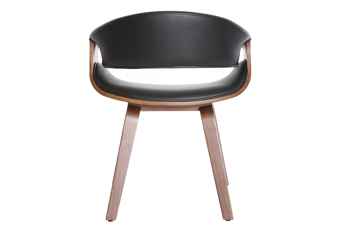 Fauteuil design noir et bois fonc noyer ARAMIS