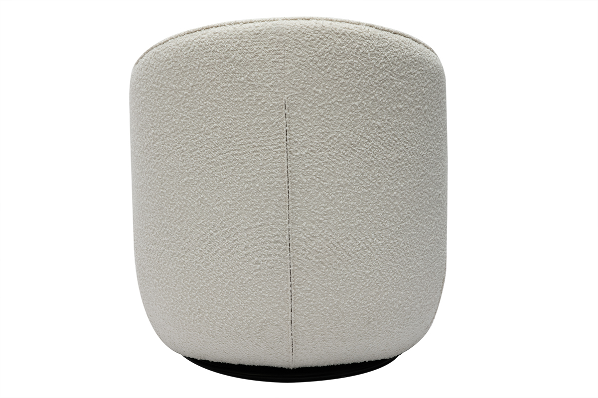 Fauteuil design pivotant en tissu effet laine boucle blanc AMBER