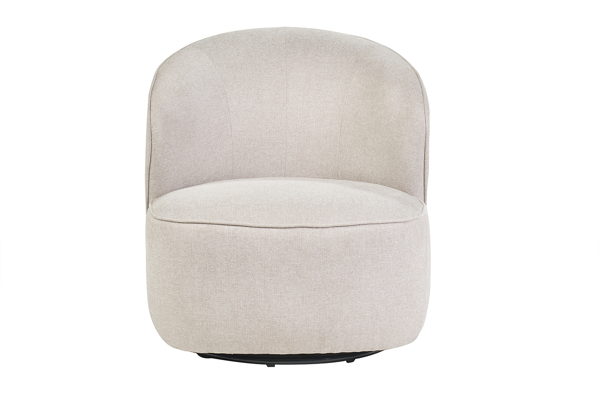 Fauteuil design pivotant en tissu effet velours textur beige AMBER