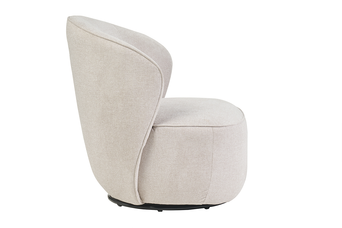 Fauteuil design pivotant en tissu effet velours textur beige AMBER