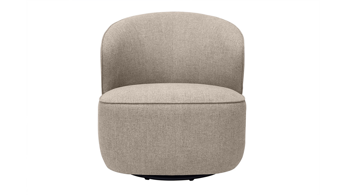 Fauteuil design pivotant en tissu effet velours textur taupe AMBER