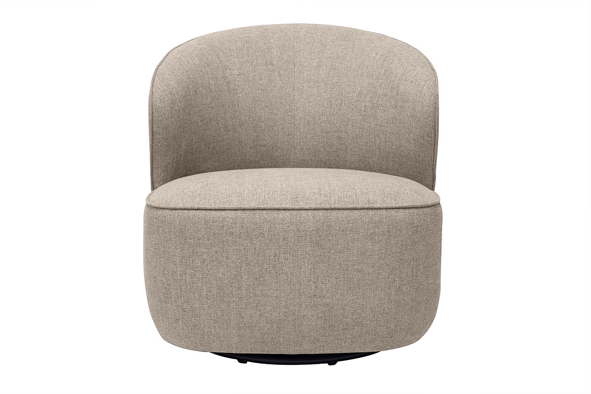 Fauteuil design pivotant en tissu effet velours textur taupe AMBER