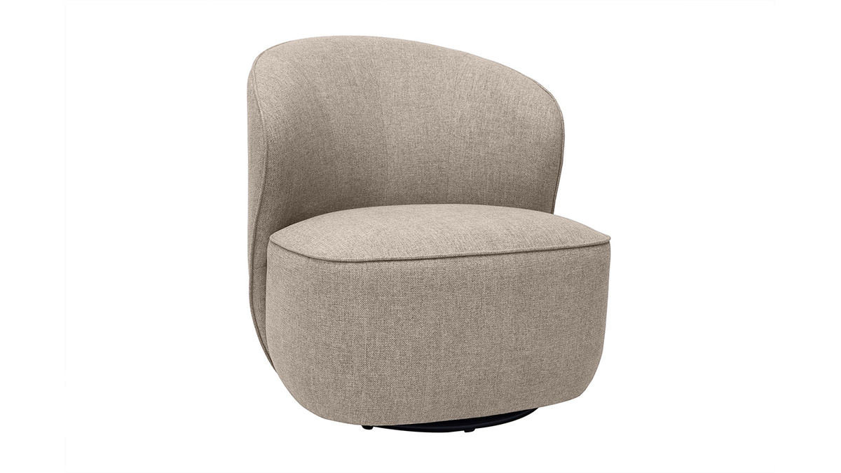 Fauteuil design pivotant en tissu effet velours textur taupe AMBER