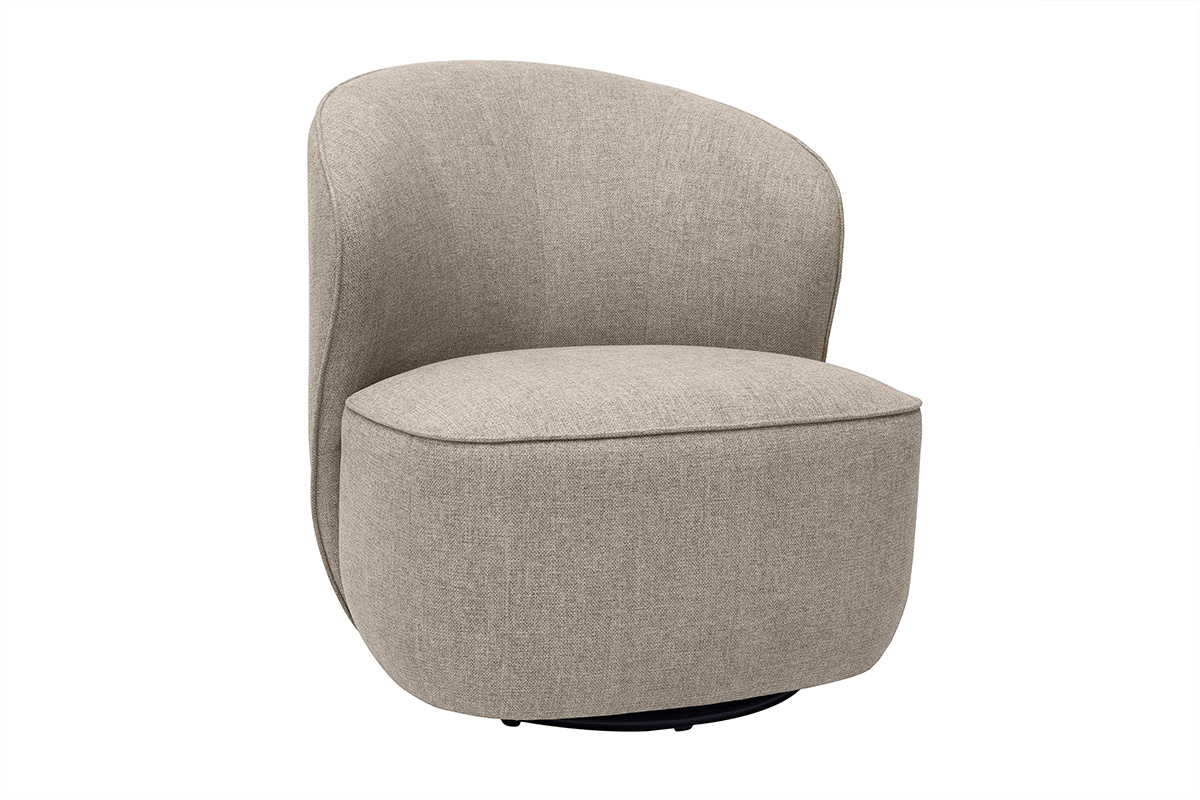 Fauteuil design pivotant en tissu effet velours textur taupe AMBER