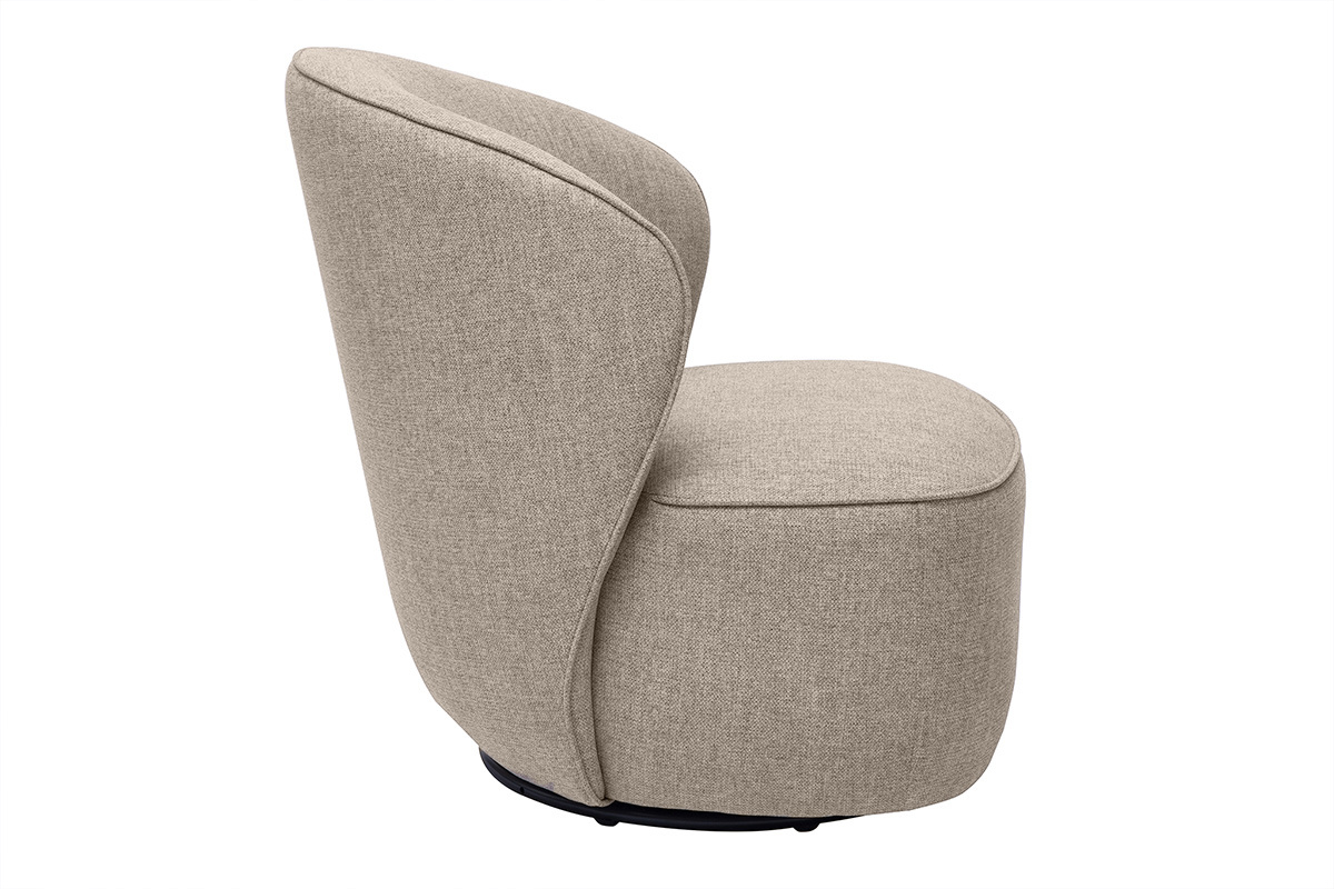 Fauteuil design pivotant en tissu effet velours textur taupe AMBER