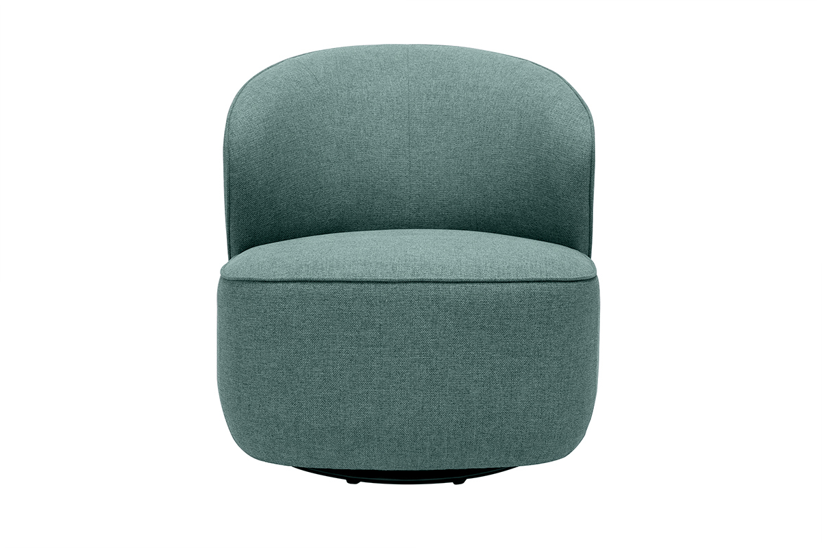 Fauteuil design pivotant en tissu vert de gris AMBER