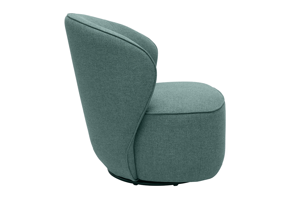 Fauteuil design pivotant en tissu vert de gris AMBER