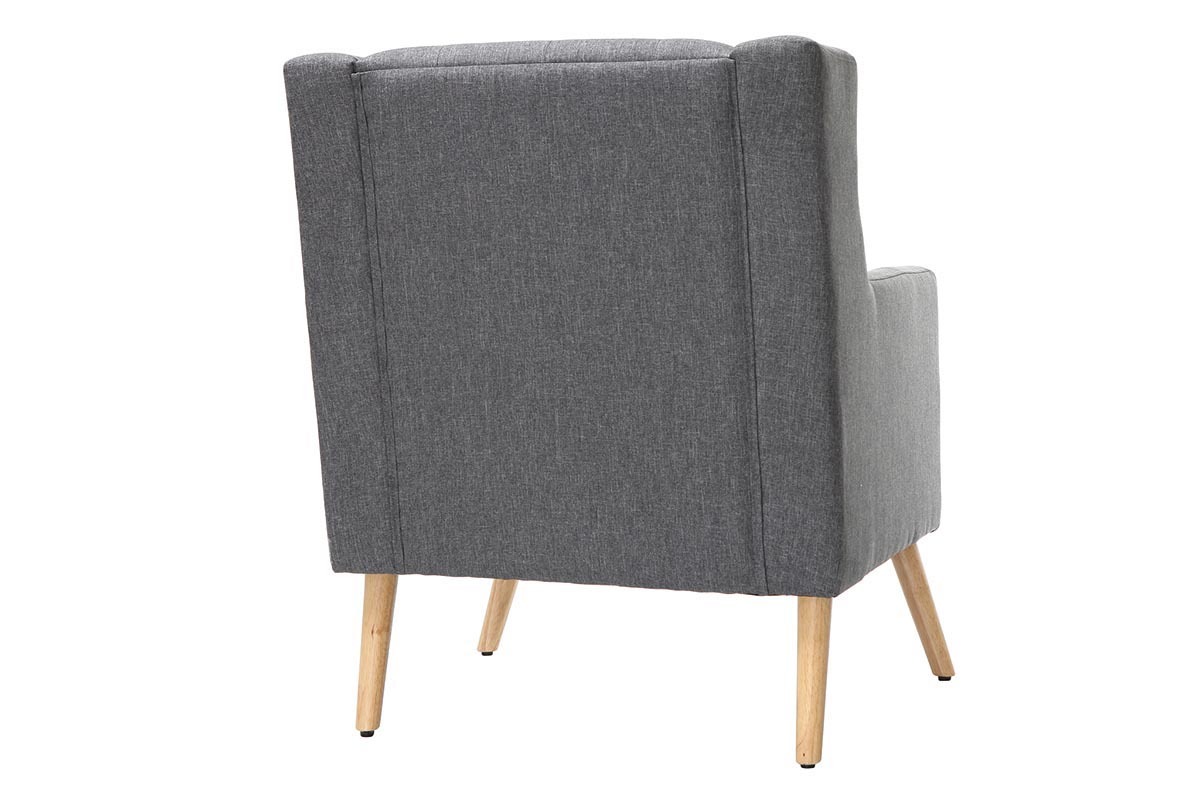 Fauteuil design scandinave gris fonc et bois clair BRIGHTON