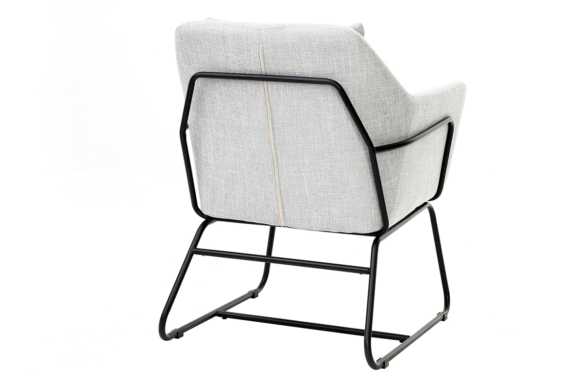 Fauteuil design tissu gris clair et structure mtal noir MONROE