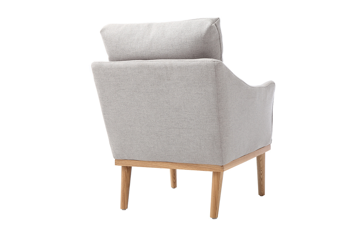 Fauteuil design tissu gris et frne NORI