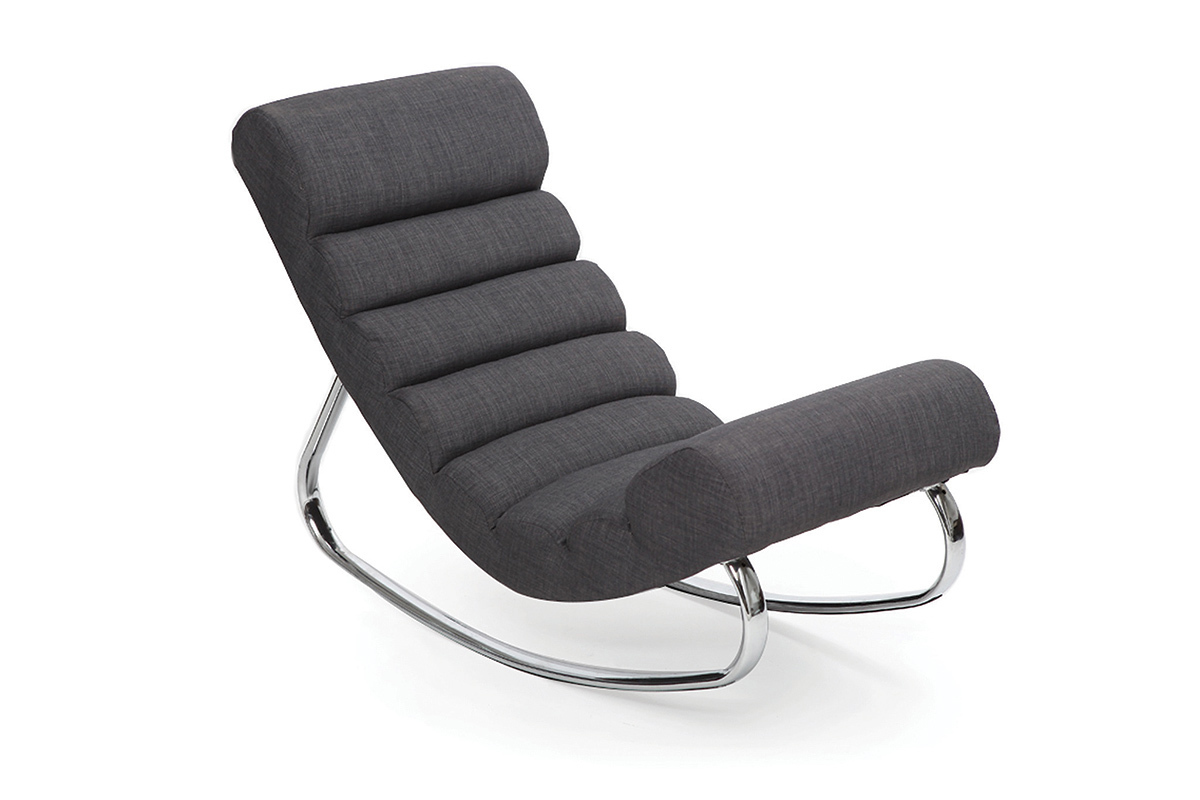 Fauteuil design tissu gris rocking chair TAYLOR