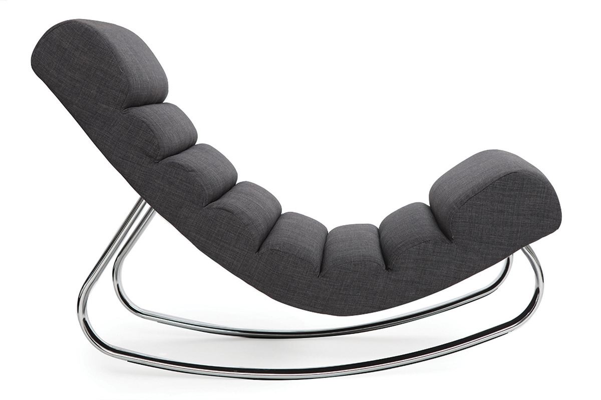 Fauteuil design tissu gris rocking chair TAYLOR