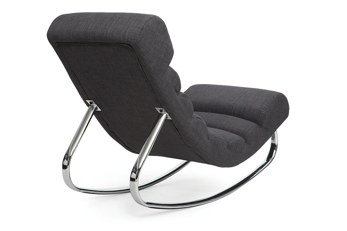 Fauteuil design tissu gris rocking chair TAYLOR