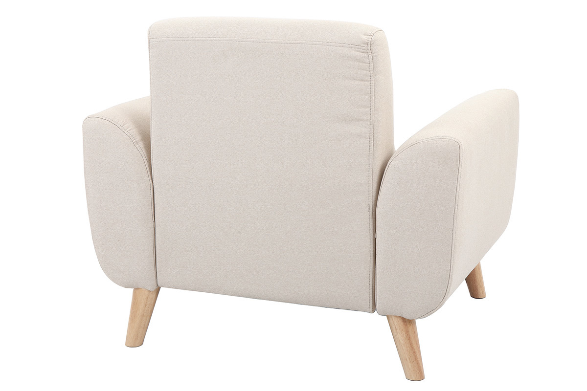 Fauteuil design tissu naturel et pieds chne EKTOR