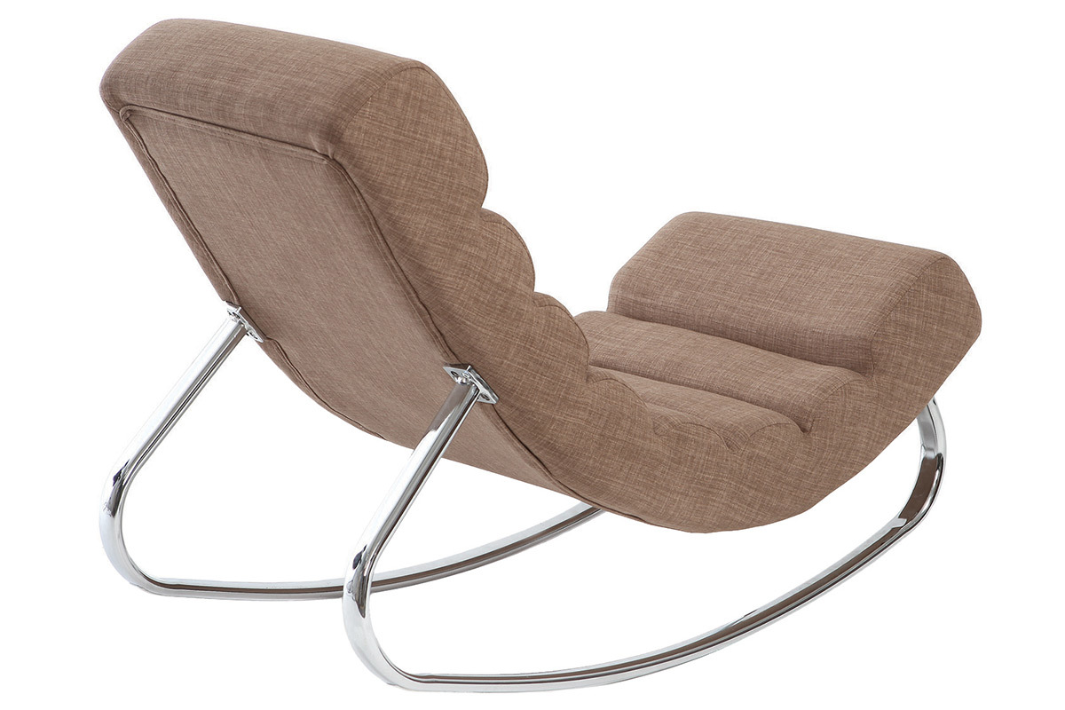 Fauteuil design tissu taupe rocking chair TAYLOR