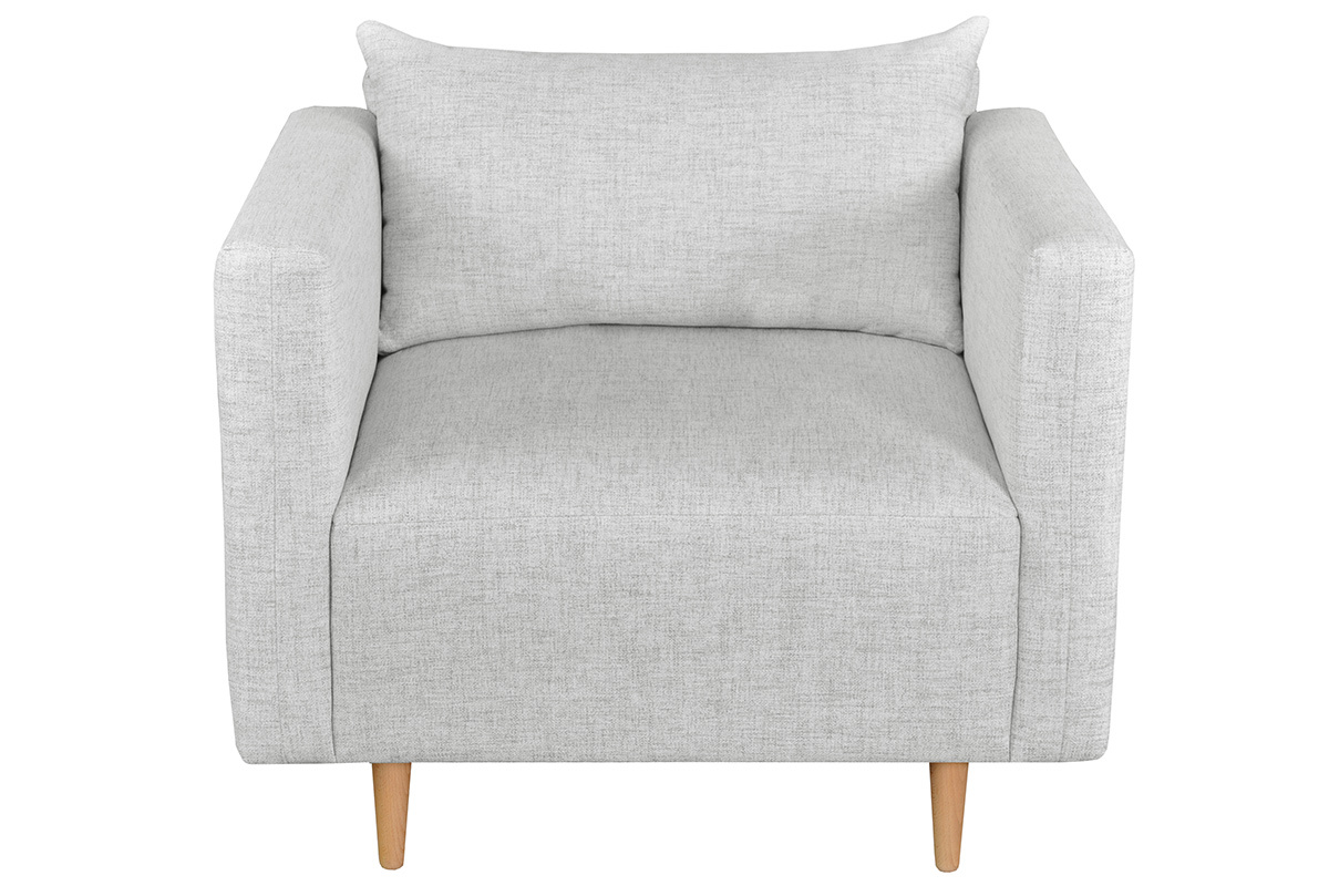 Fauteuil en tissu gris clair et bois clair GIADA