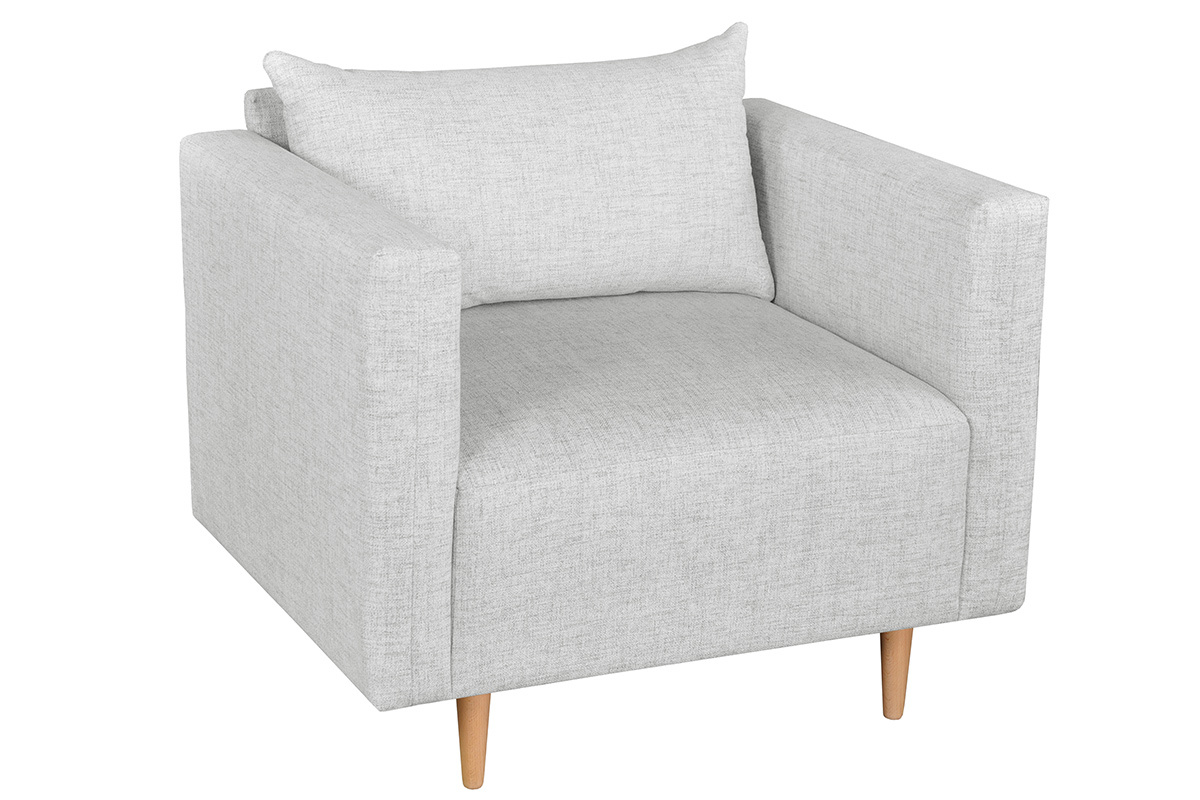 Fauteuil en tissu gris clair et bois clair GIADA