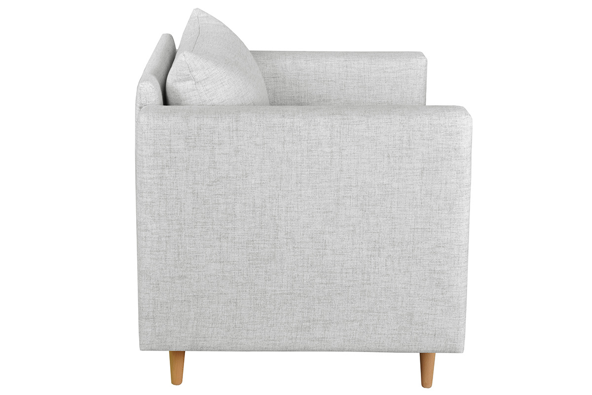 Fauteuil en tissu gris clair et bois clair GIADA