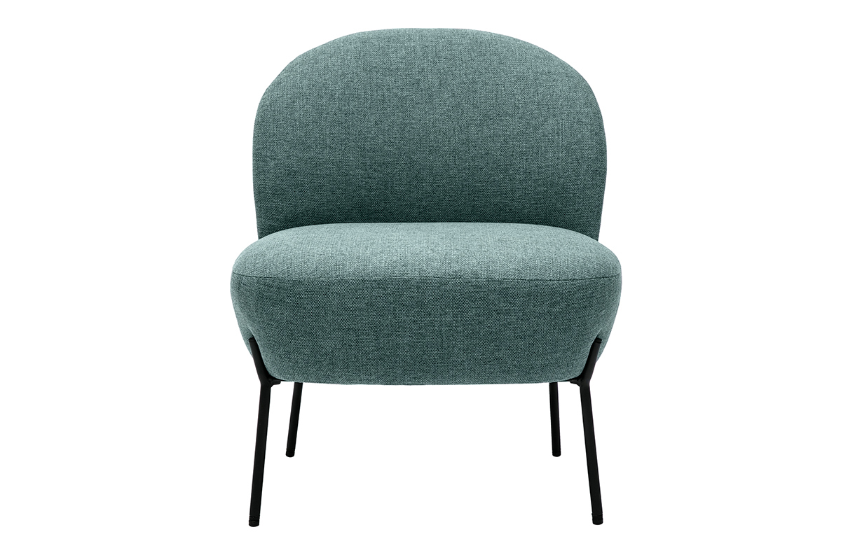 Fauteuil en tissu vert de gris et mtal noir BELEY