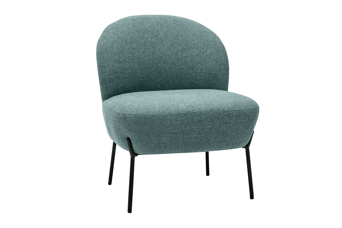 Fauteuil en tissu vert de gris et mtal noir BELEY