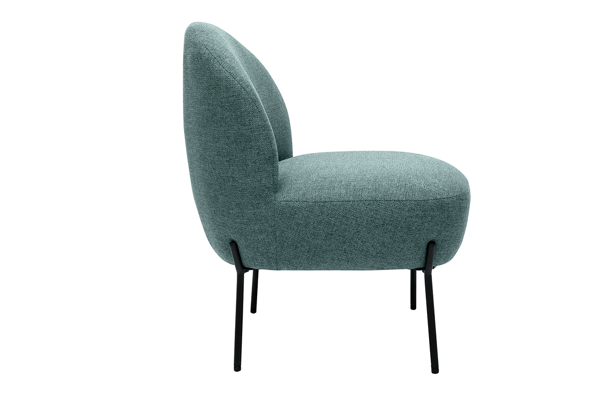 Fauteuil en tissu vert de gris et mtal noir BELEY